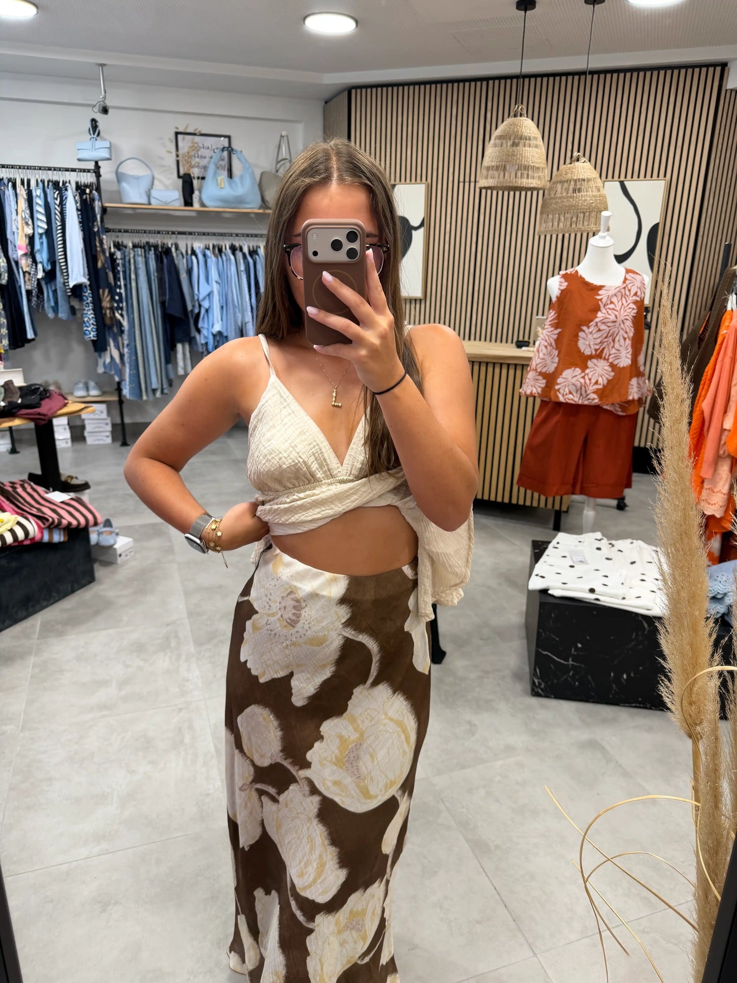 Rock "Floral" Schokobraun