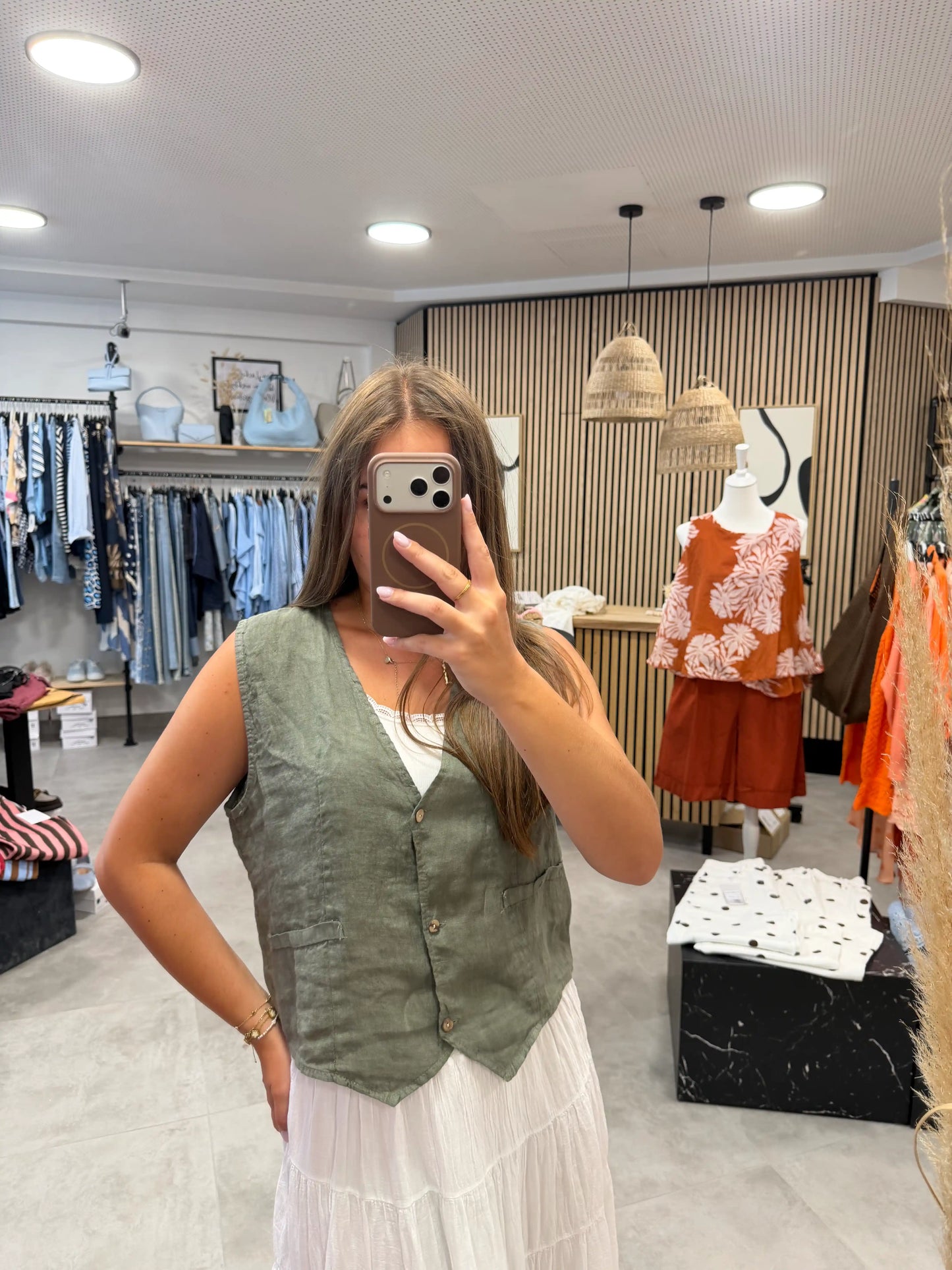 Leinengilet Olivegrün