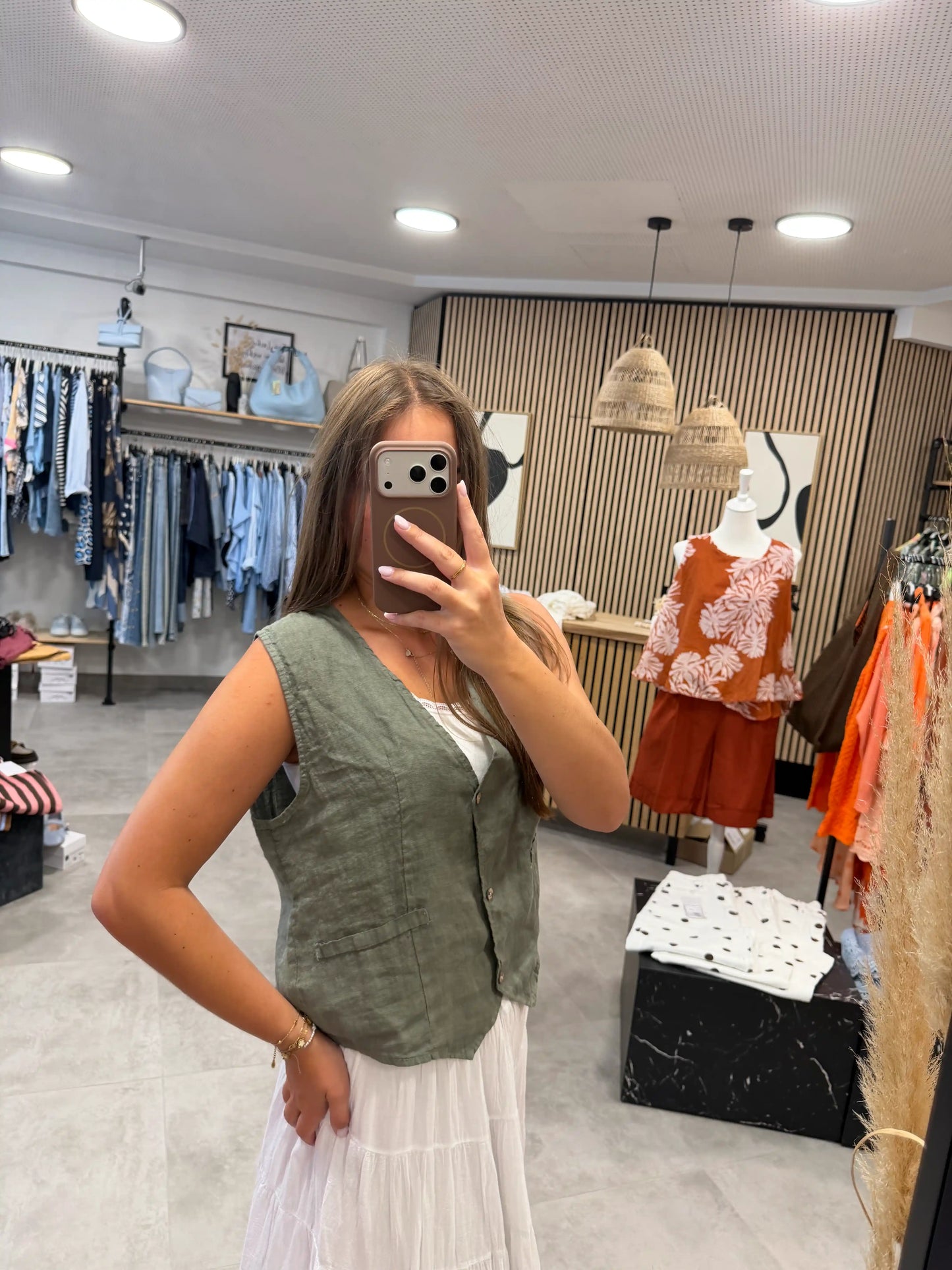 Leinengilet Olivegrün
