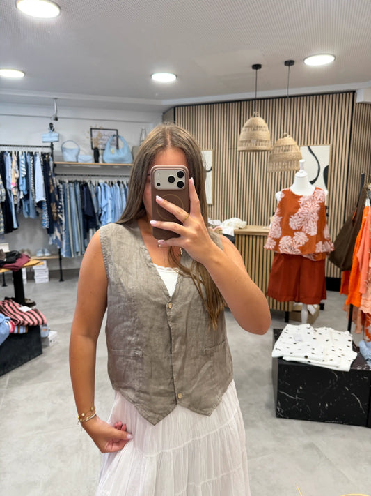 Leinengilet Taupe