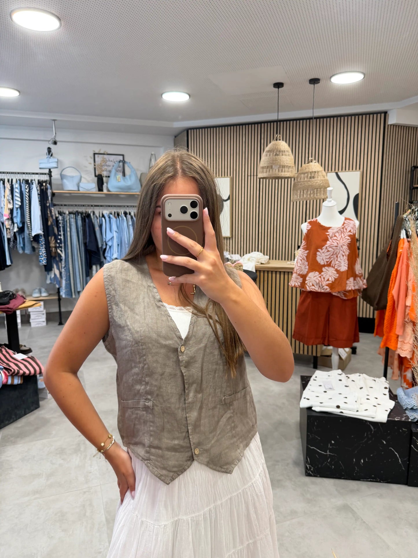 Leinengilet Taupe