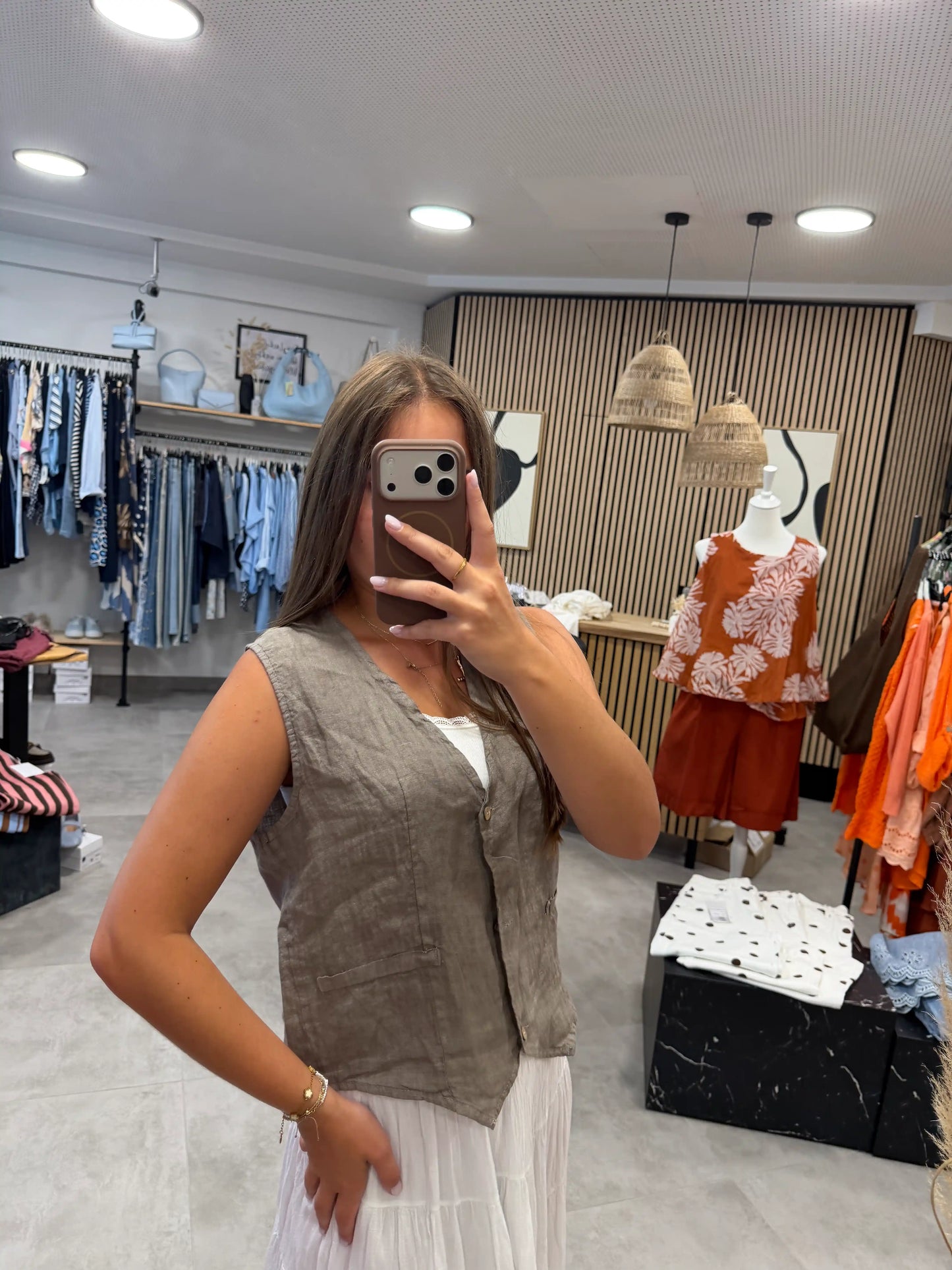 Leinengilet Taupe