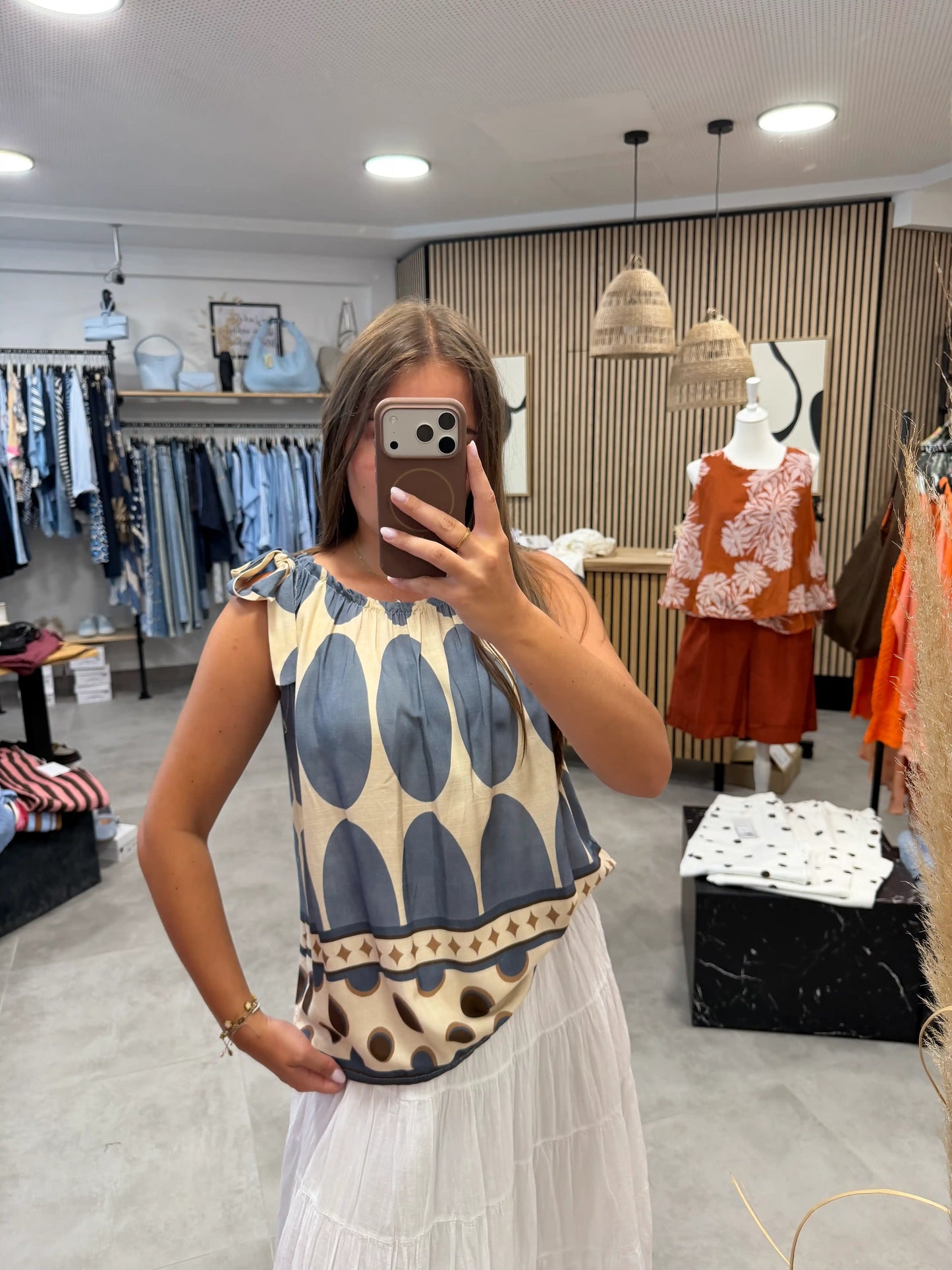 Bluse "Big Dots" Hellblau