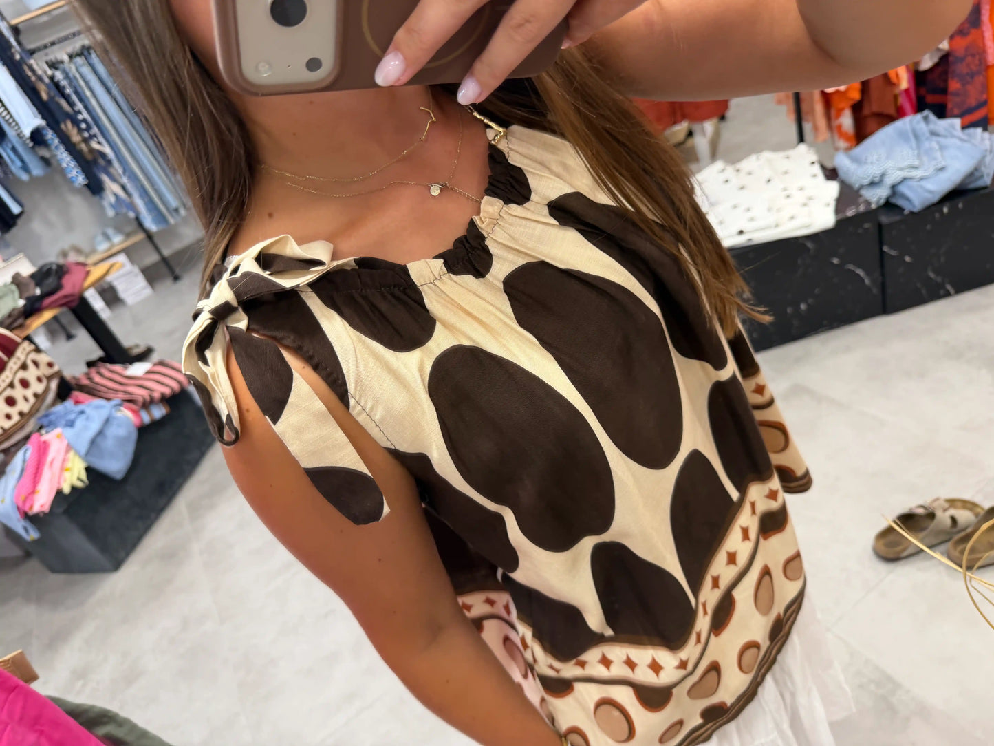 Bluse "Big Dots" Schokobraun
