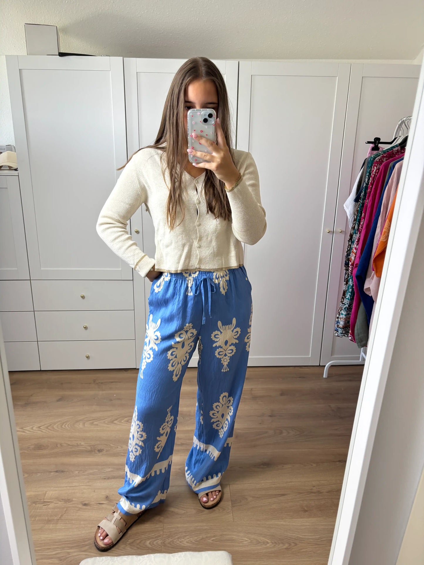 Wide-Leg-Hose "Nora" Hellblau