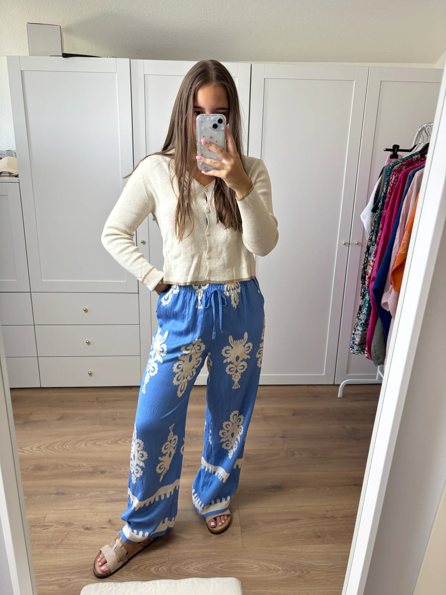 Wide-Leg-Hose "Nora" Hellblau
