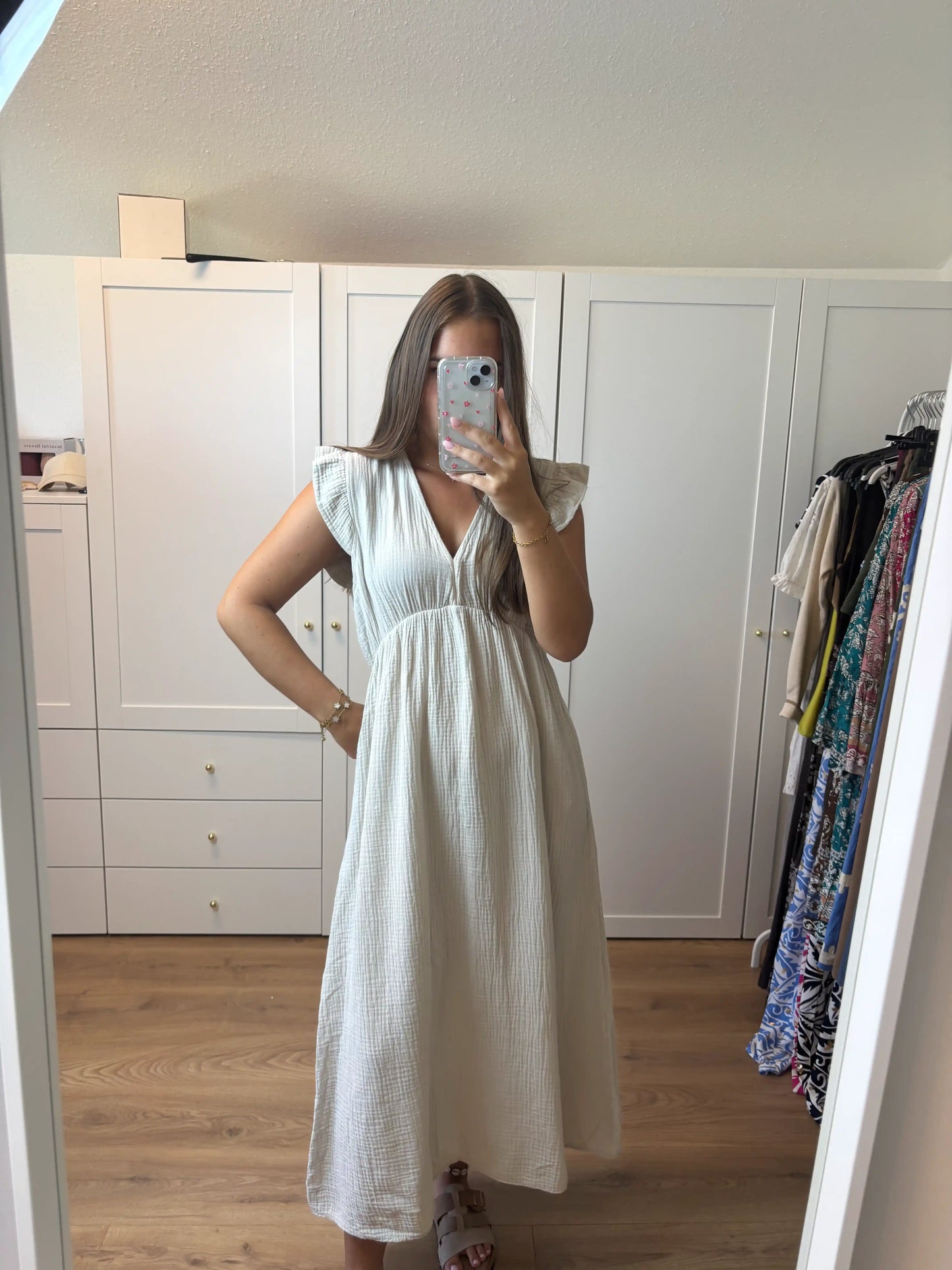 Musselinkleid "Frida" Beige