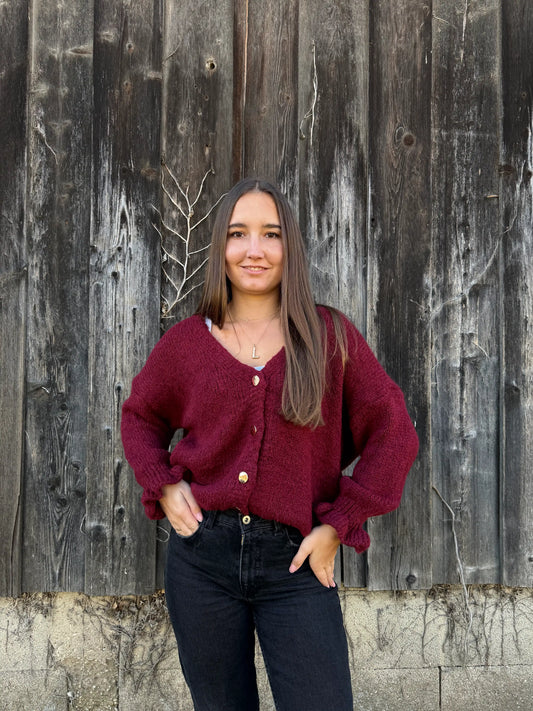 Cardigan "Malio" Weinrot