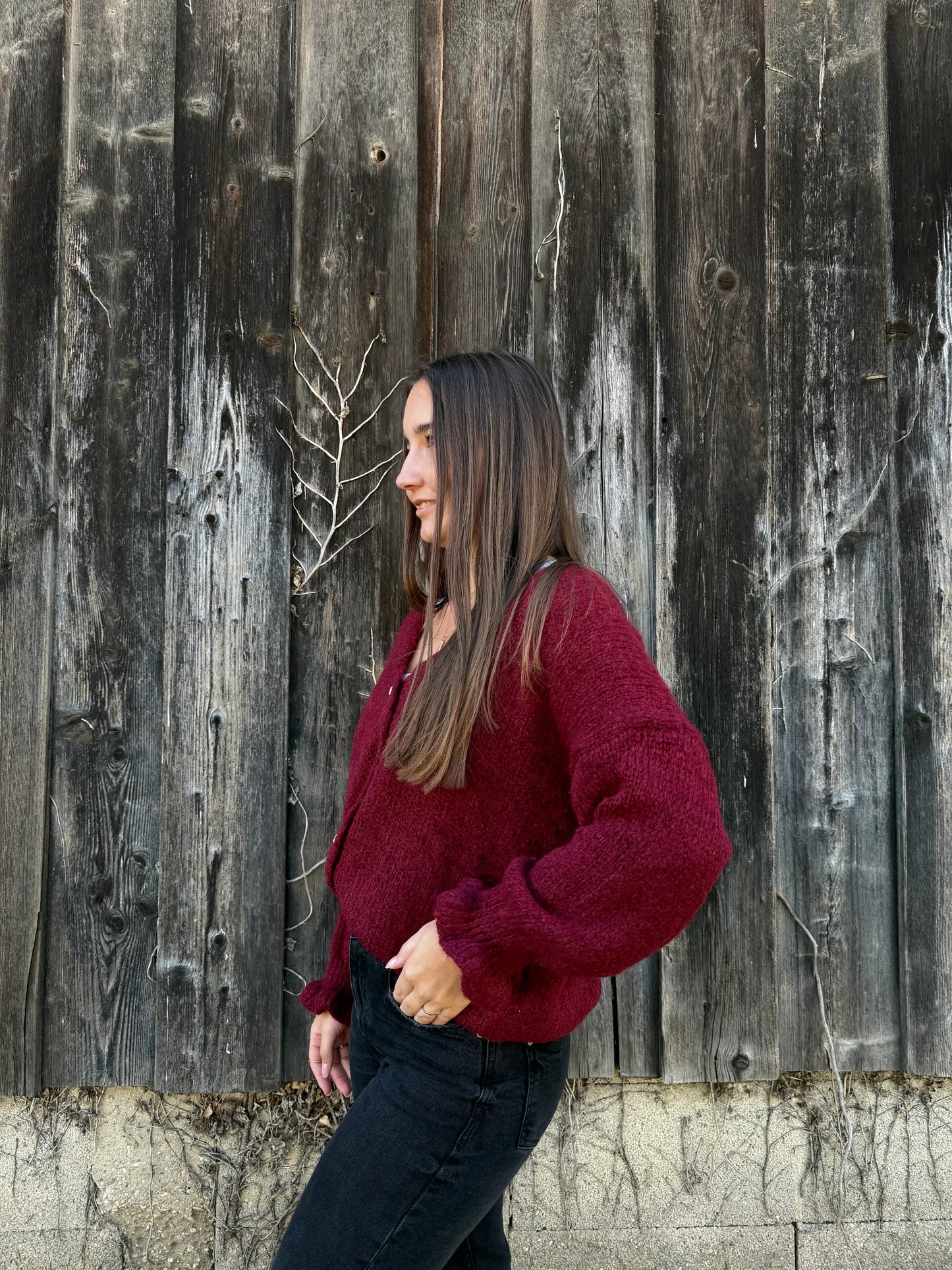 Cardigan "Malio" Weinrot
