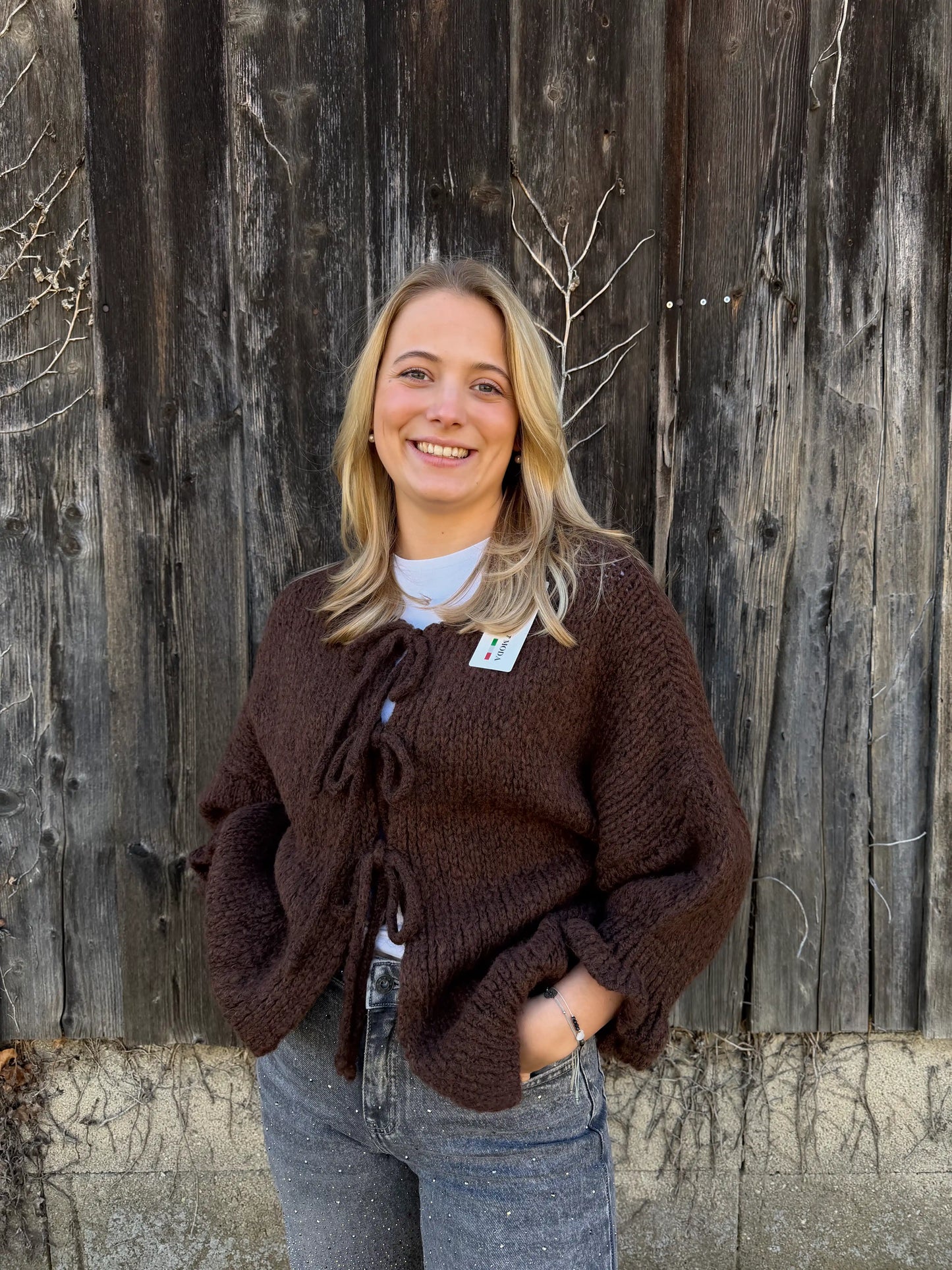 Cardigan "Knoten" Schokobraun