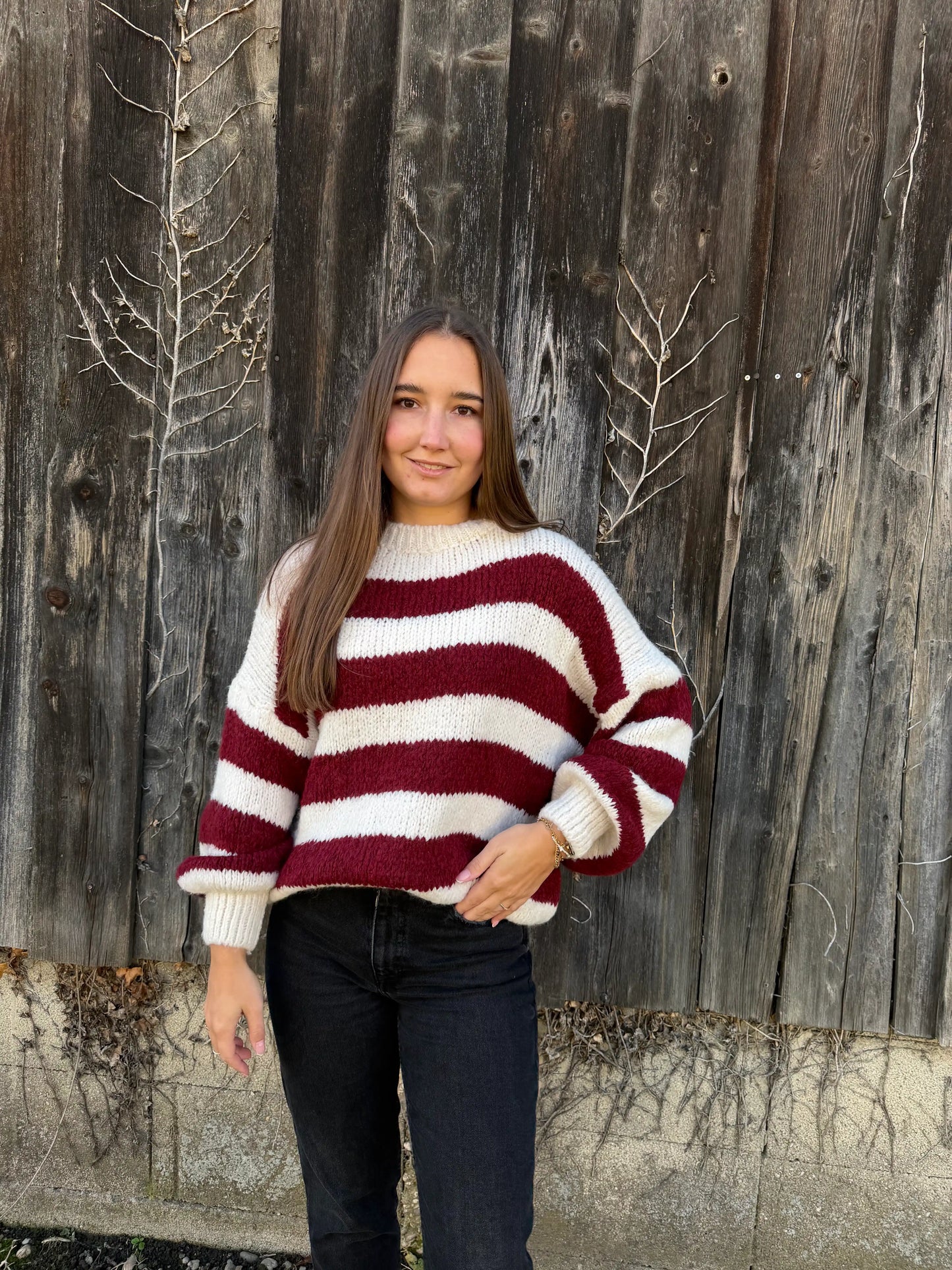 Pullover "Contrast" Weinrot