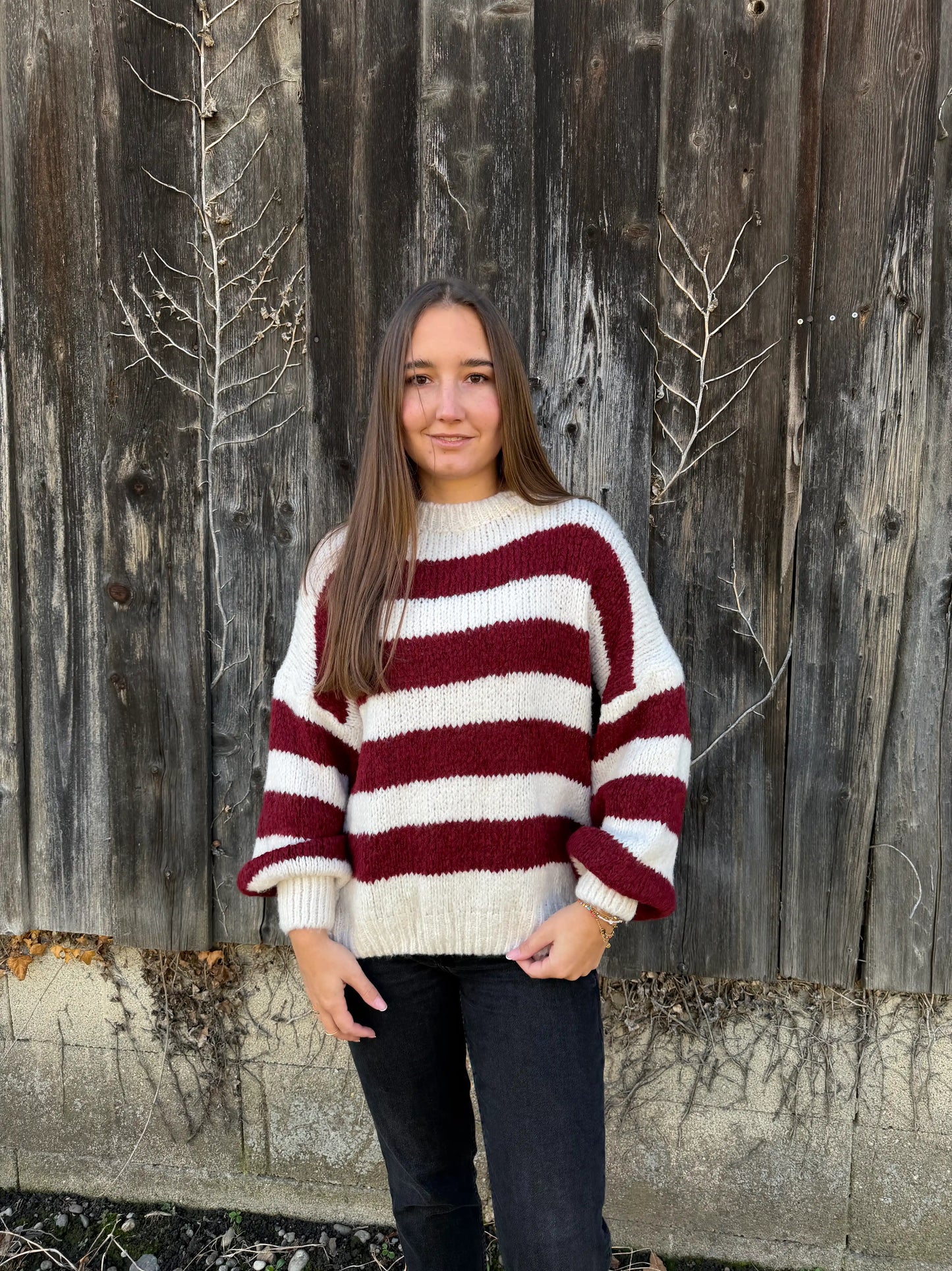 Pullover "Contrast" Weinrot