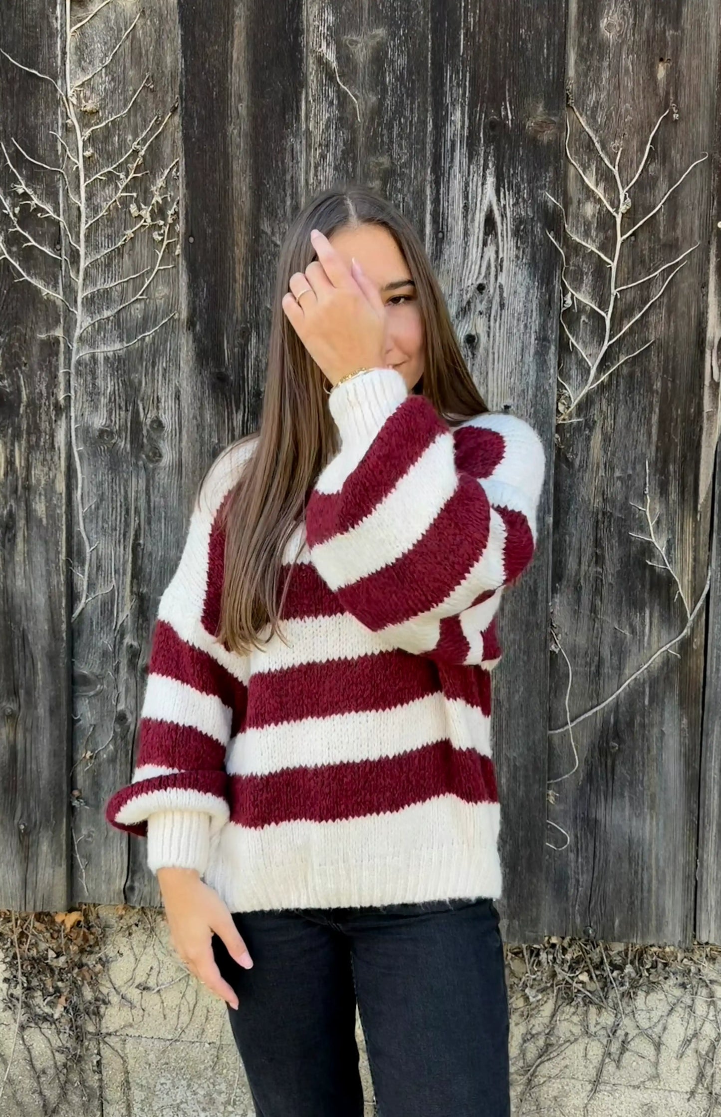 Pullover "Contrast" Weinrot