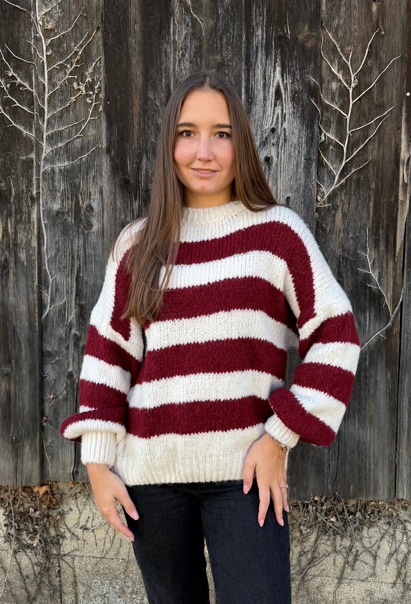 Pullover "Contrast" Weinrot