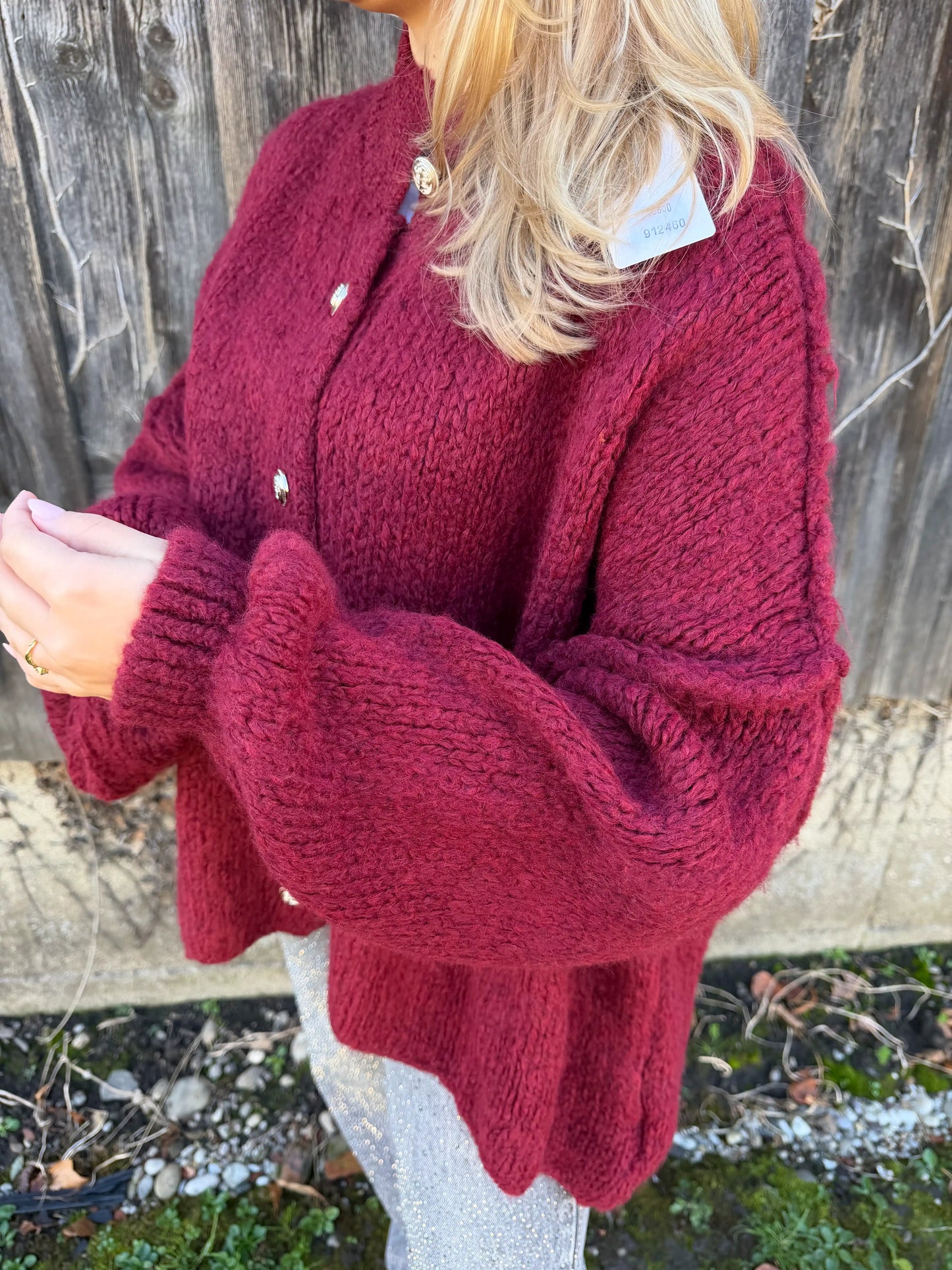 Cardigan "Kuschelgold" Weinrot