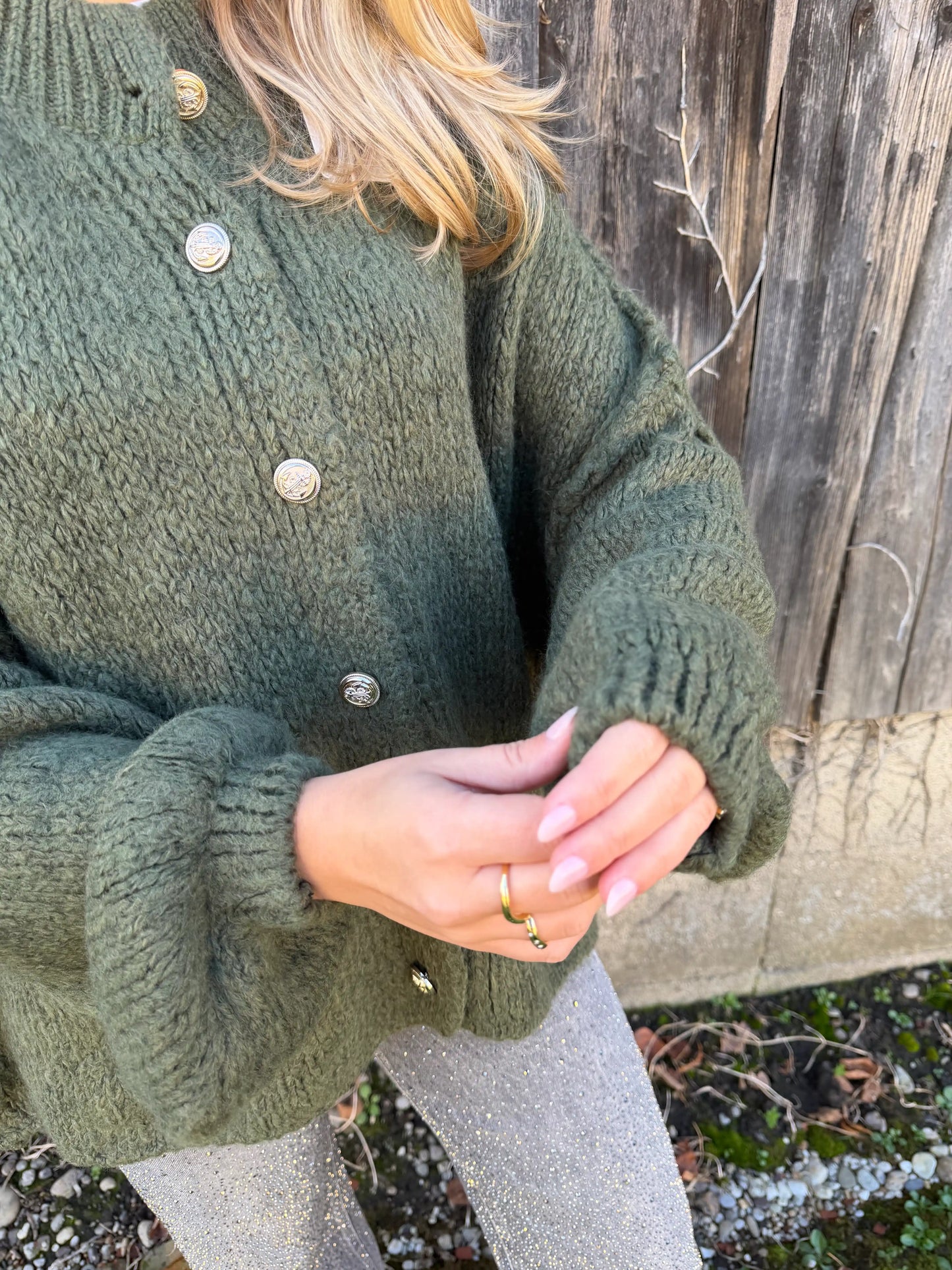 Cardigan "Kuschelgold" Olivegrün