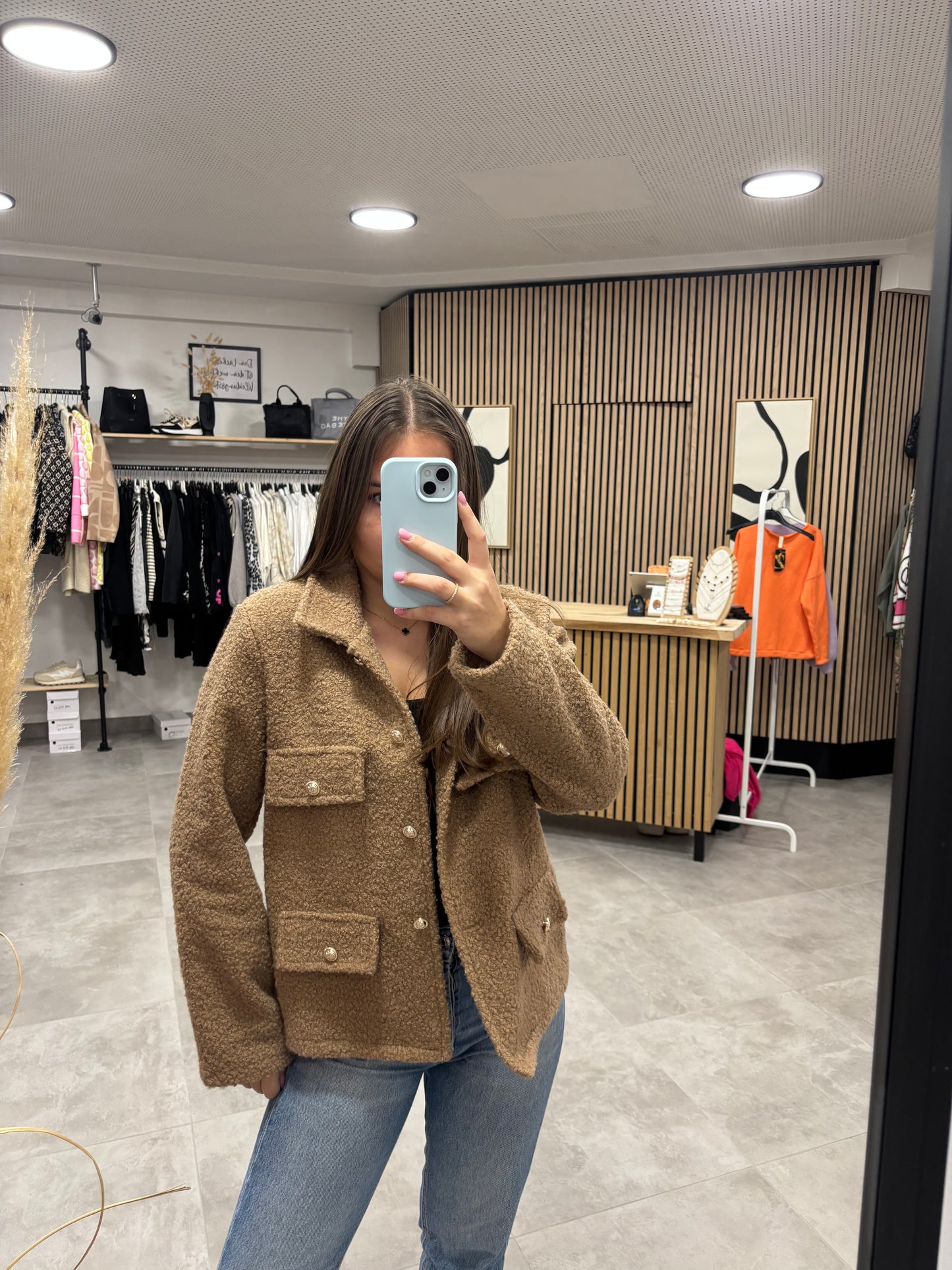 Teddyjacke "Goldknopf" Camel