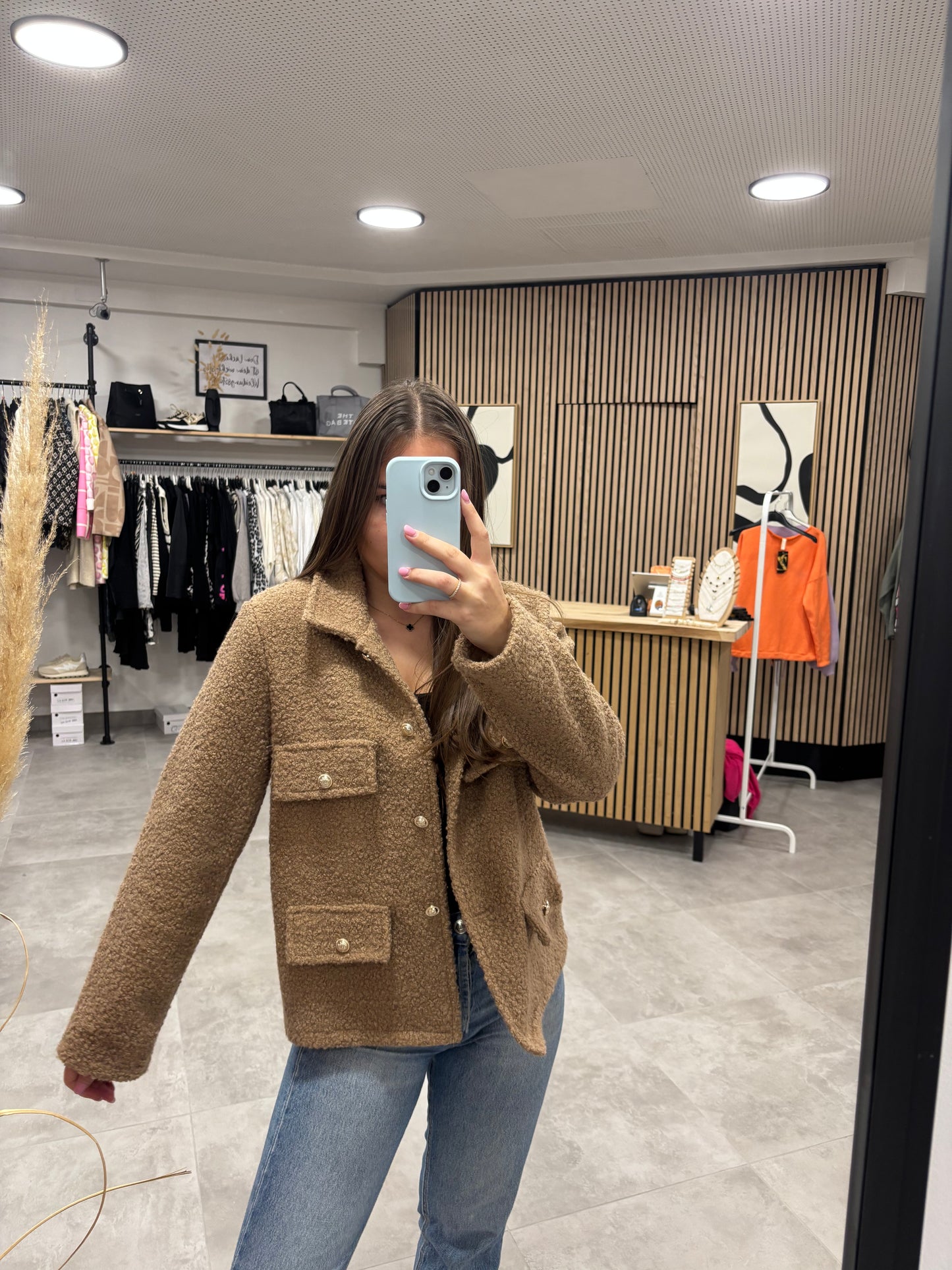 Teddyjacke "Goldknopf" Camel