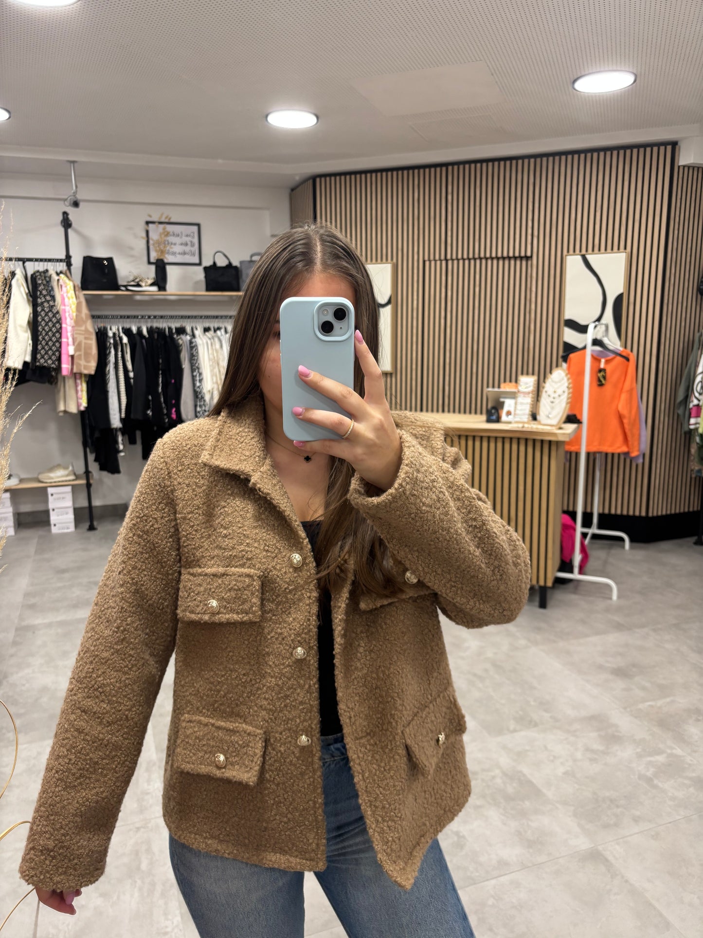 Teddyjacke "Goldknopf" Camel