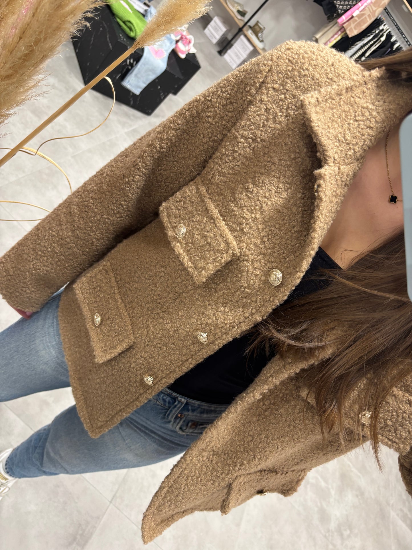 Teddyjacke "Goldknopf" Camel