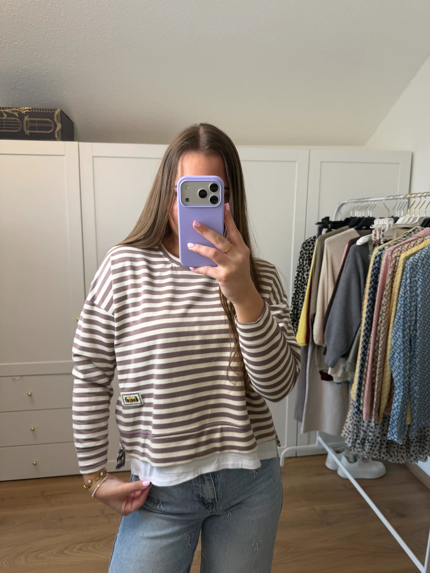 Langarmshirt "Sunny Stripes" Taupe