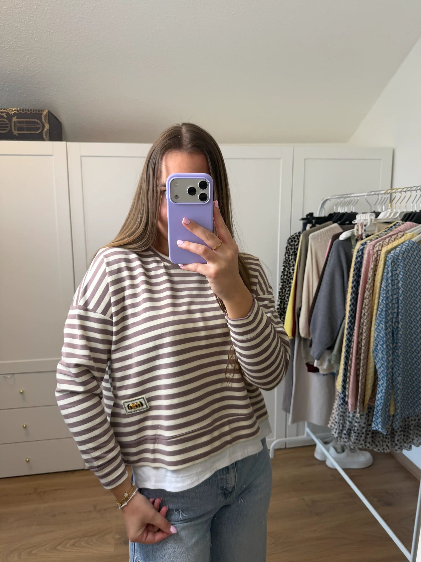 Langarmshirt "Sunny Stripes" Taupe