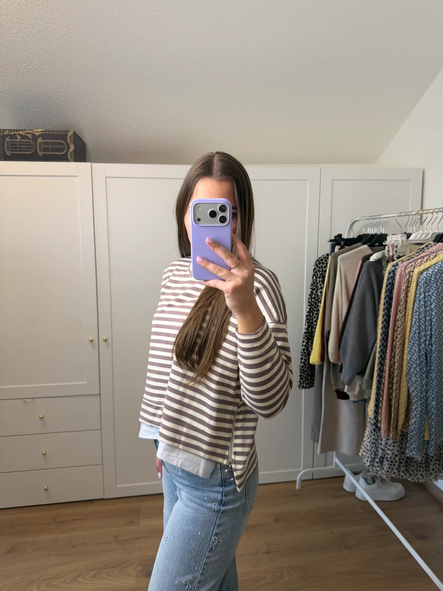 Langarmshirt "Sunny Stripes" Taupe