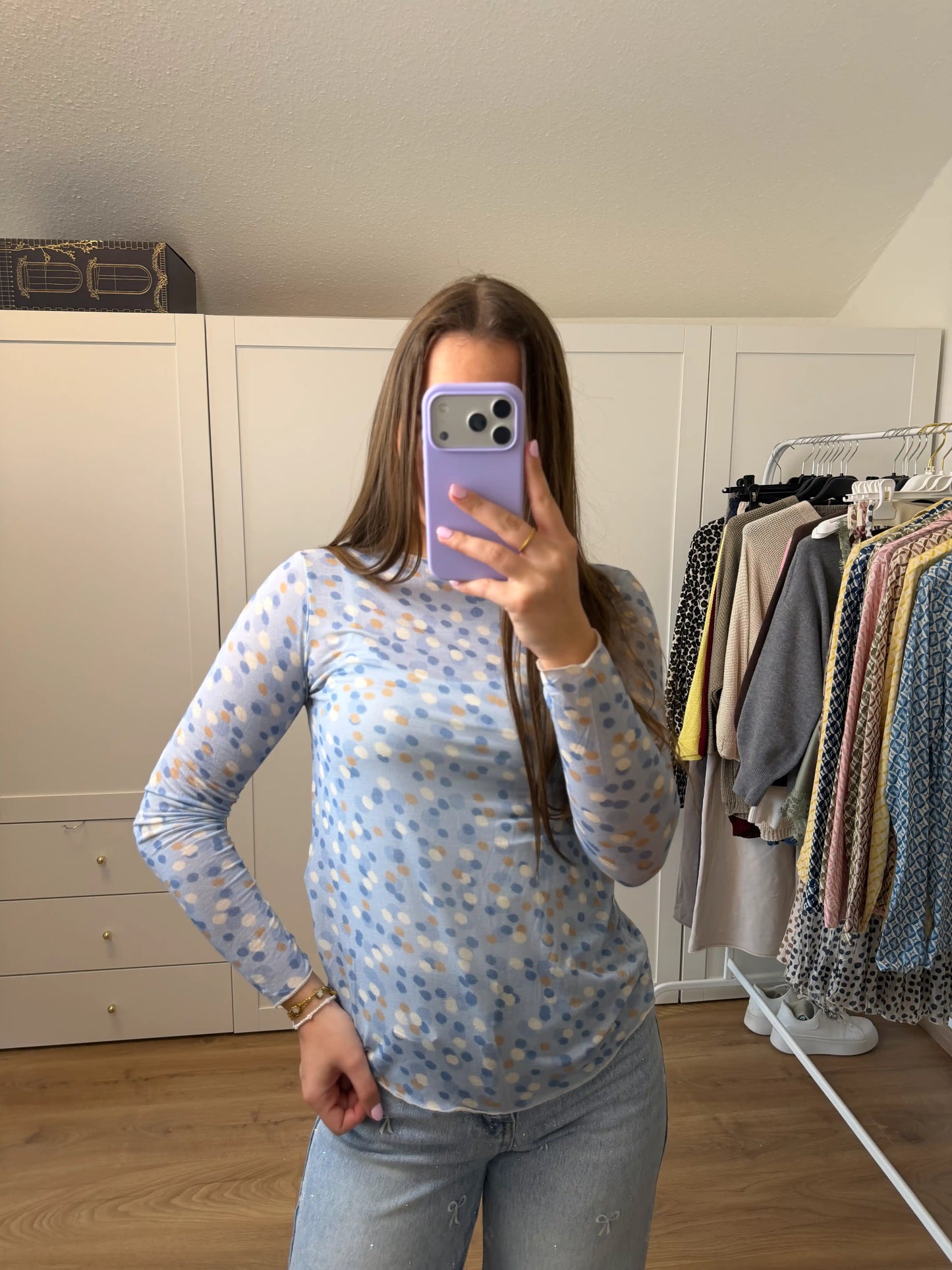 Basic-Shirt Cashemire "Punkti" Blau