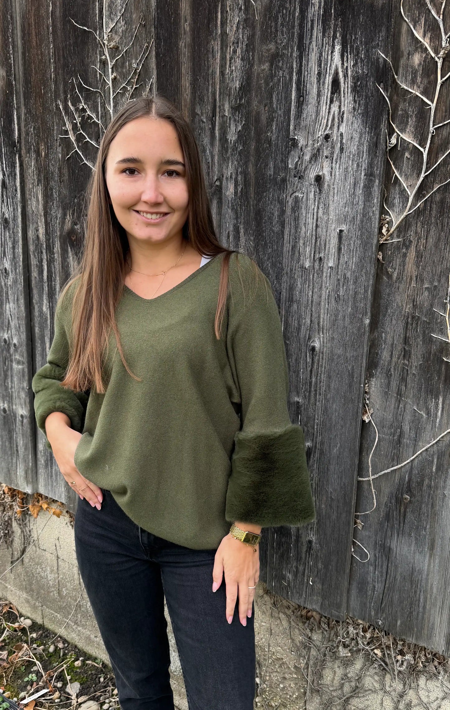 Pullover "Fluffy" Olivegrün