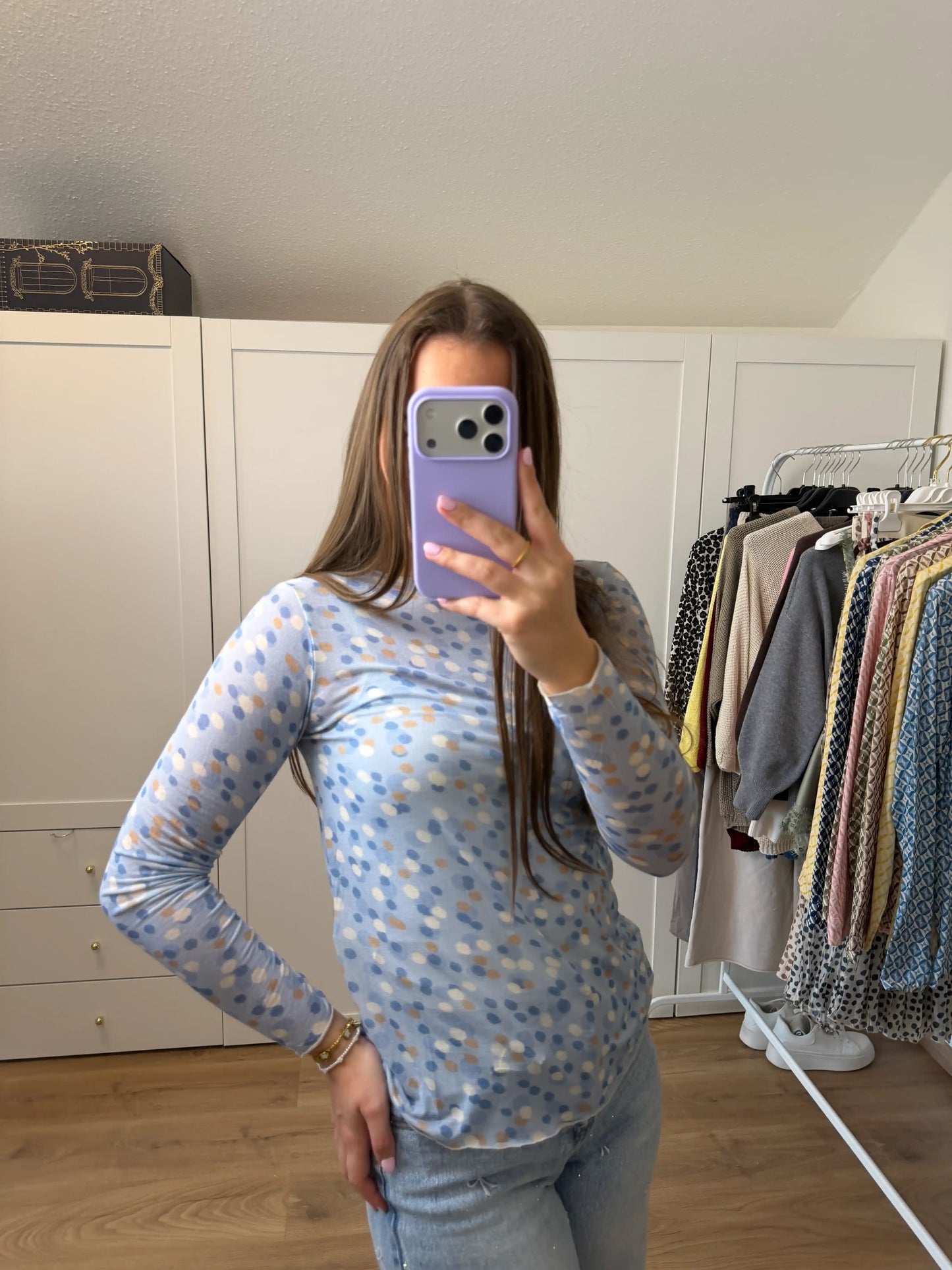 Basic-Shirt Cashemire "Punkti" Blau