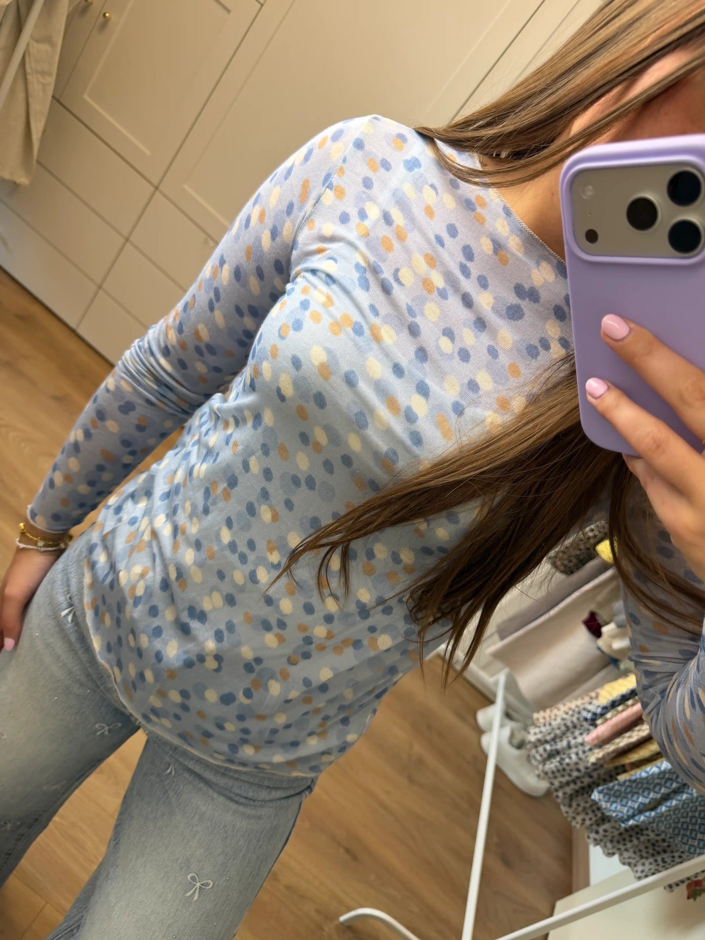 Basic-Shirt Cashemire "Punkti" Blau