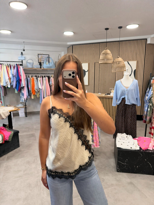 Spitzentop "Florine" Beige