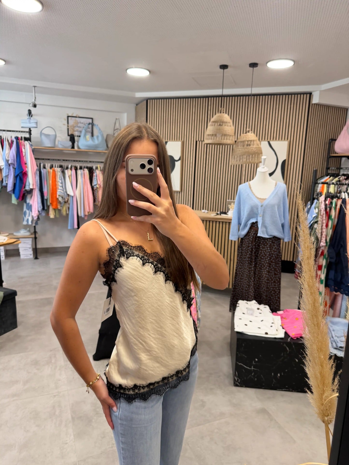 Spitzentop "Florine" Beige