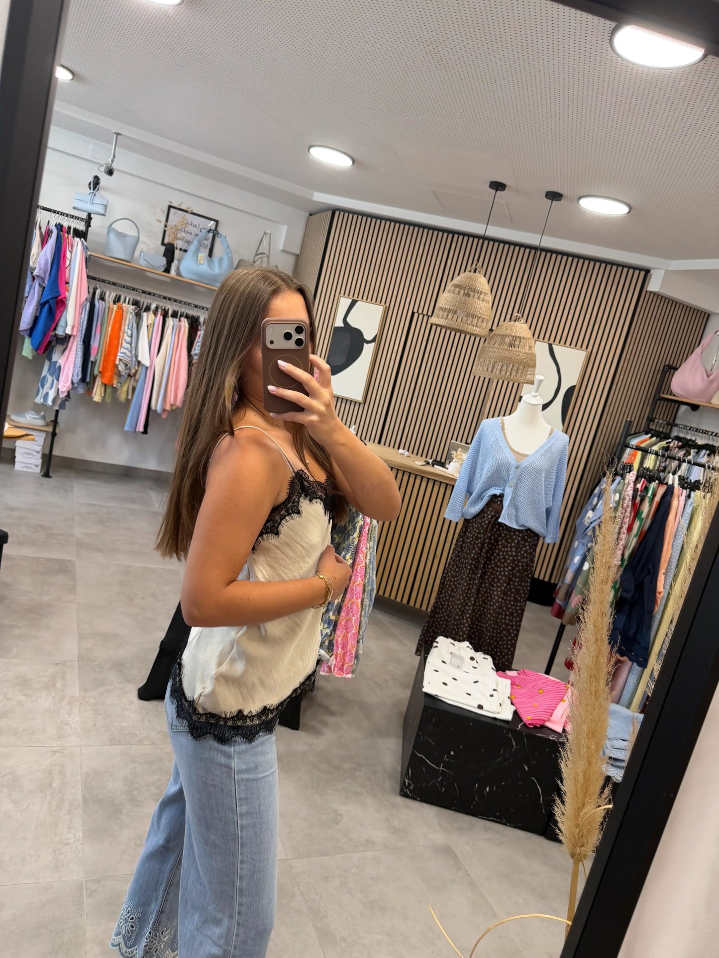 Spitzentop "Florine" Beige