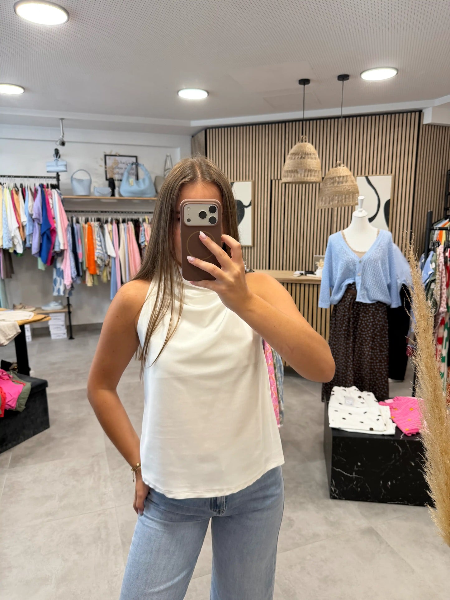 Satinbluse "Aurélie" Weiß