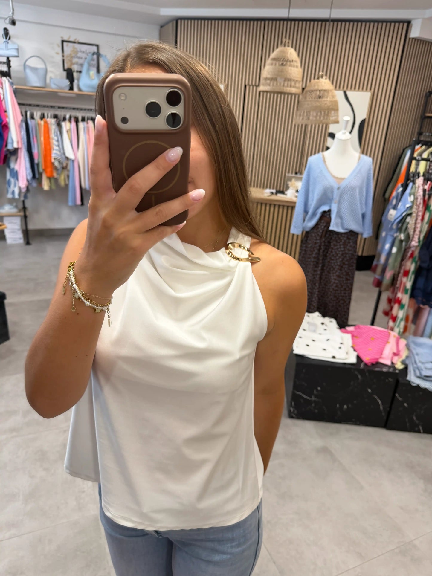 Satinbluse "Aurélie" Weiß