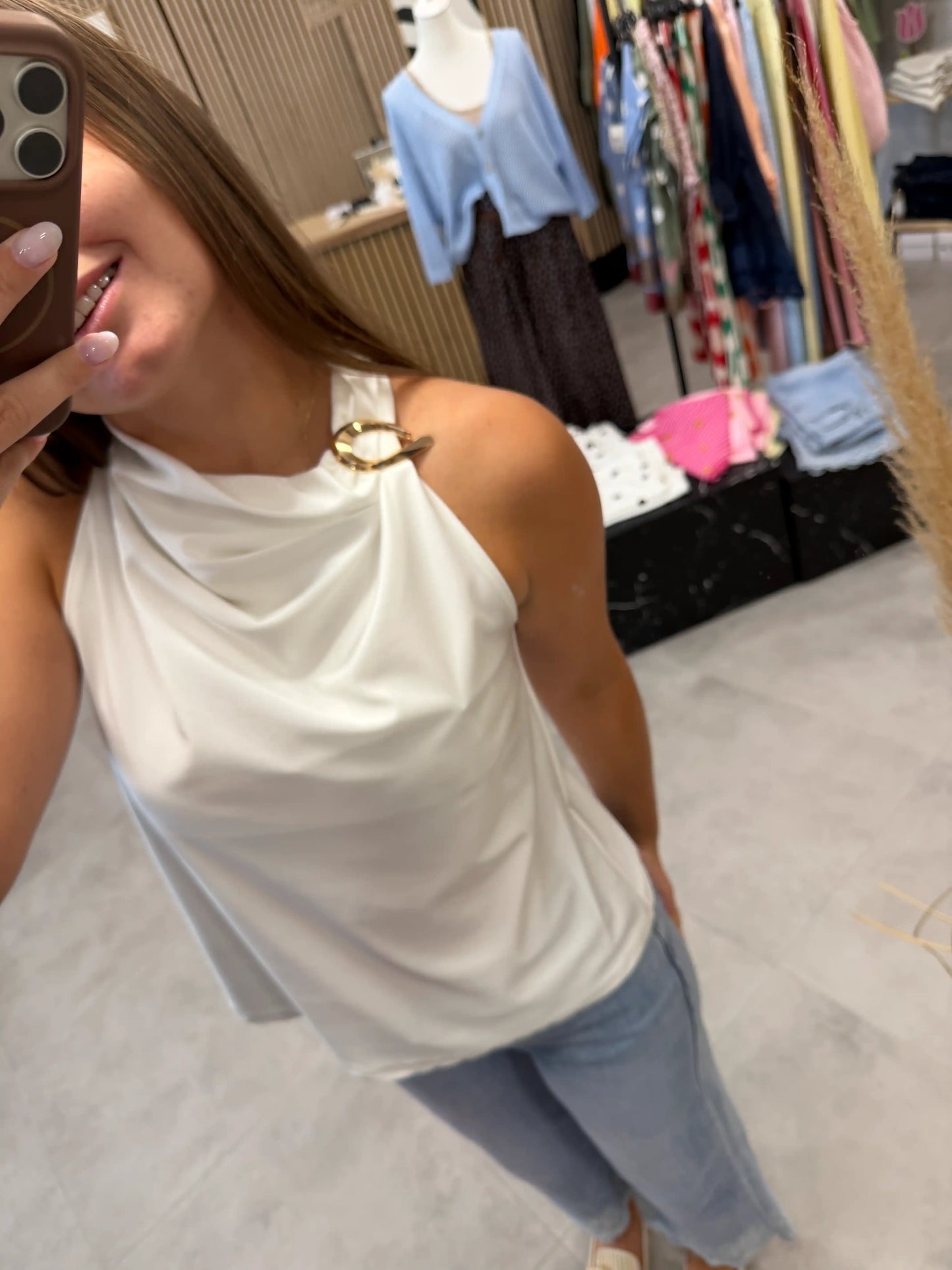 Satinbluse "Aurélie" Weiß