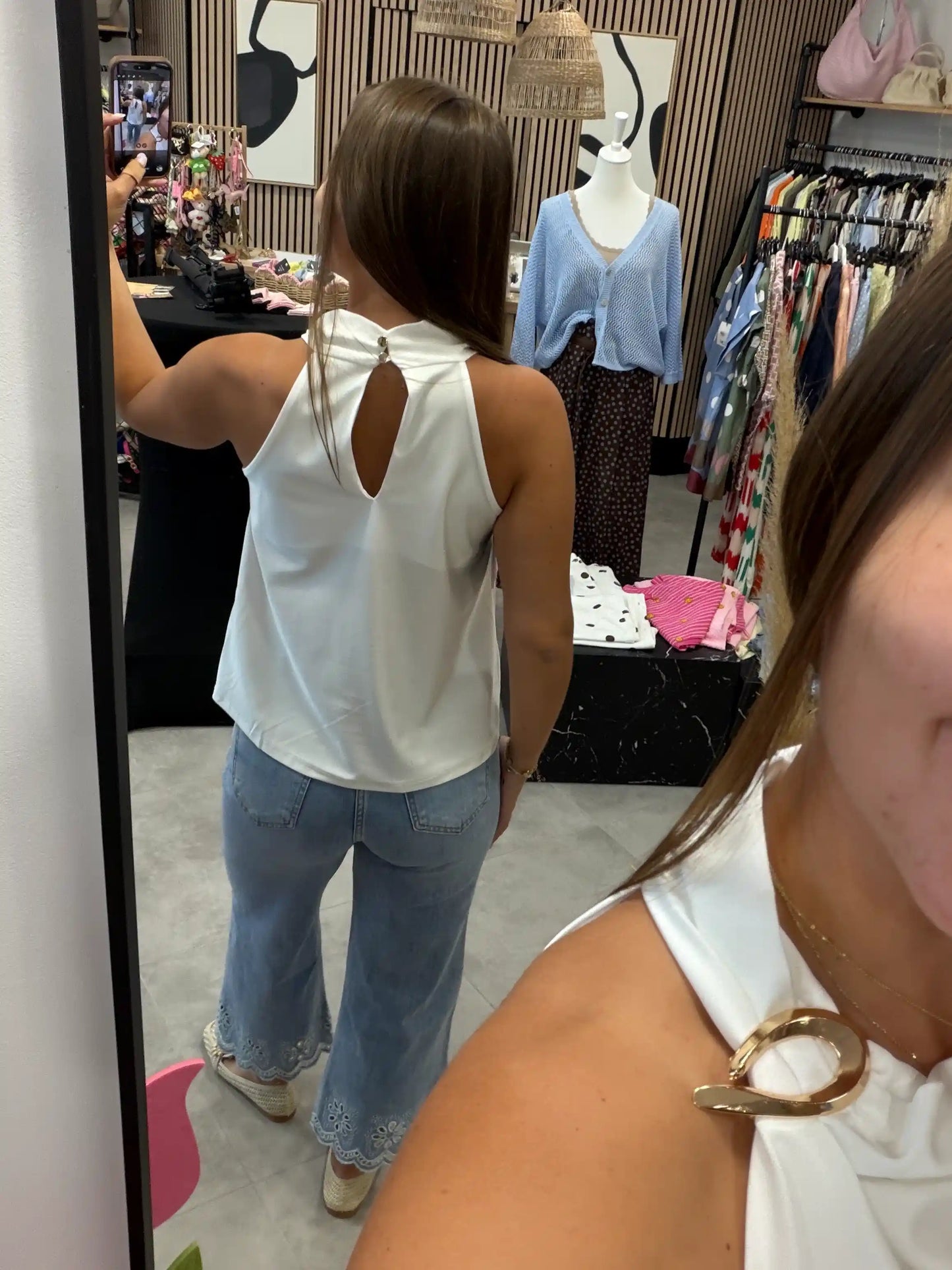 Satinbluse "Aurélie" Weiß