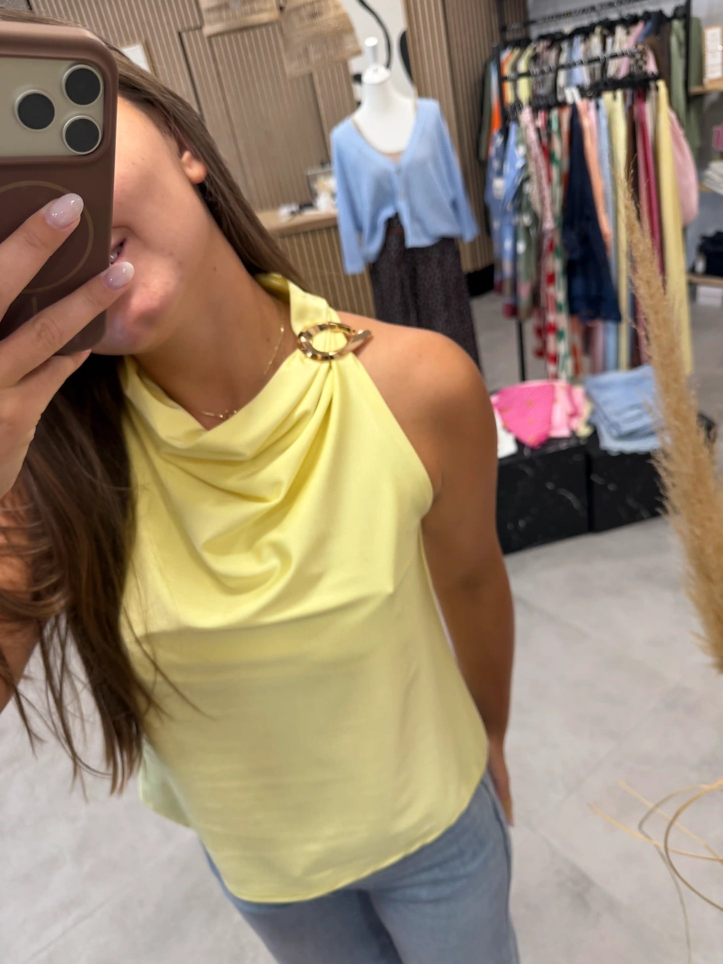Satinbluse "Aurélie" Gelb
