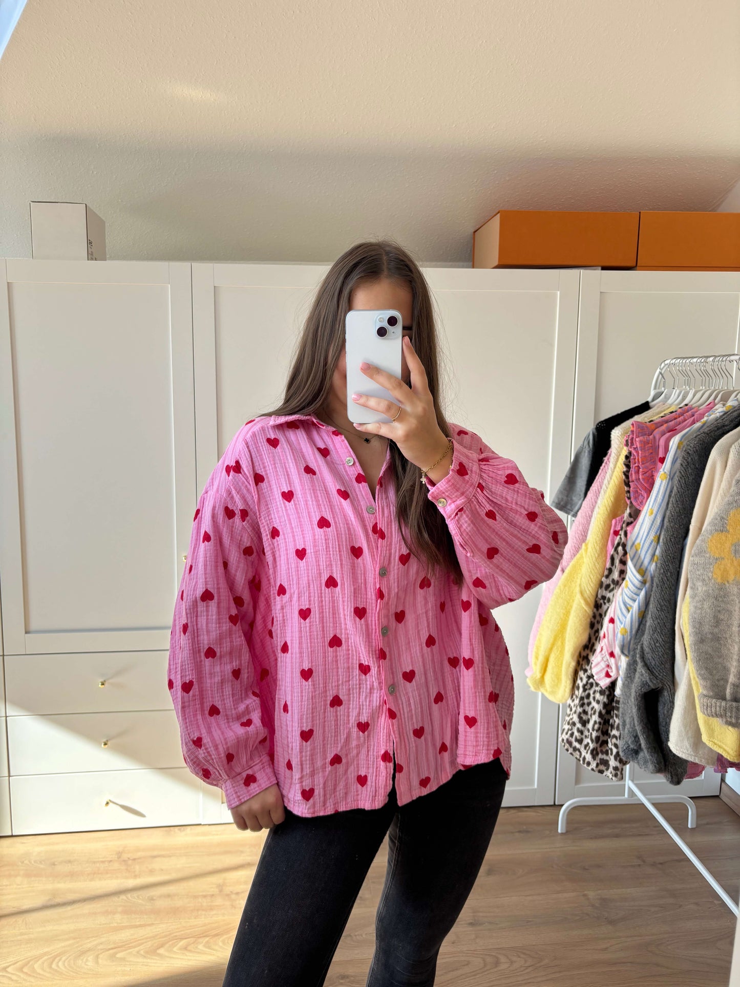 Musselinbluse "Herzi" Pink