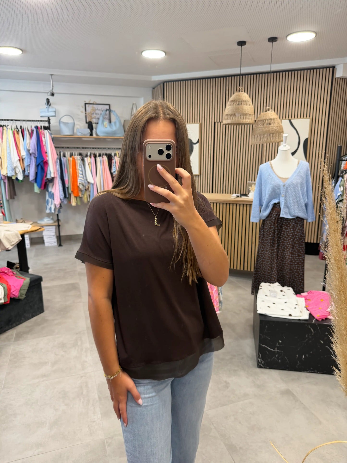 Basicshirt "Noa" Schokobraun