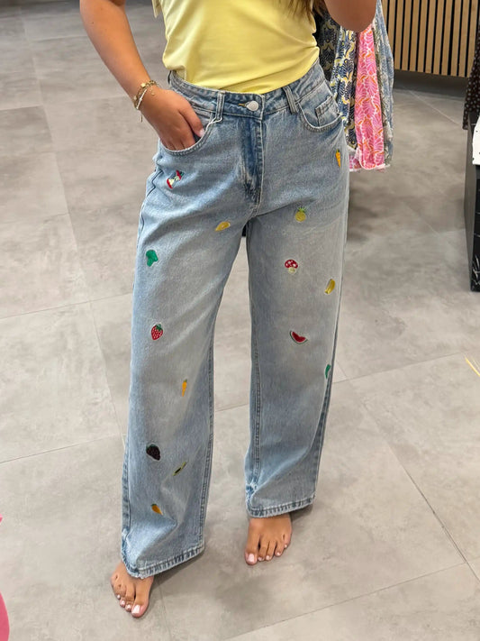 Wide Leg Jeans "Fruity"
