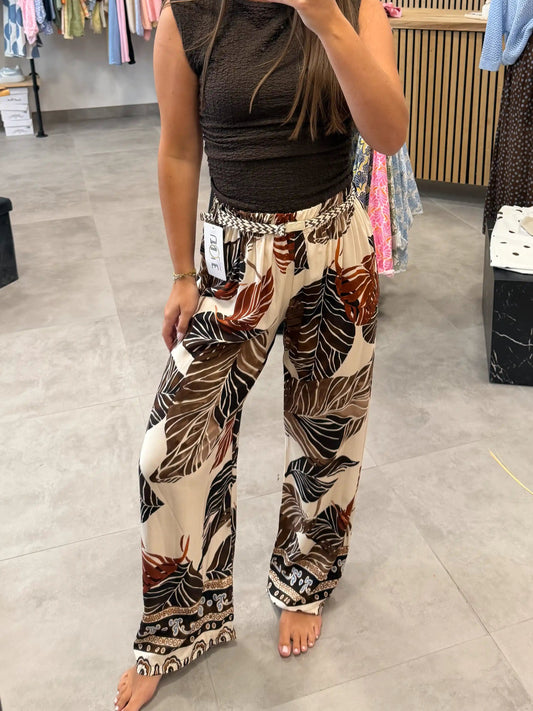 Hose "Tropical Palms" Braun