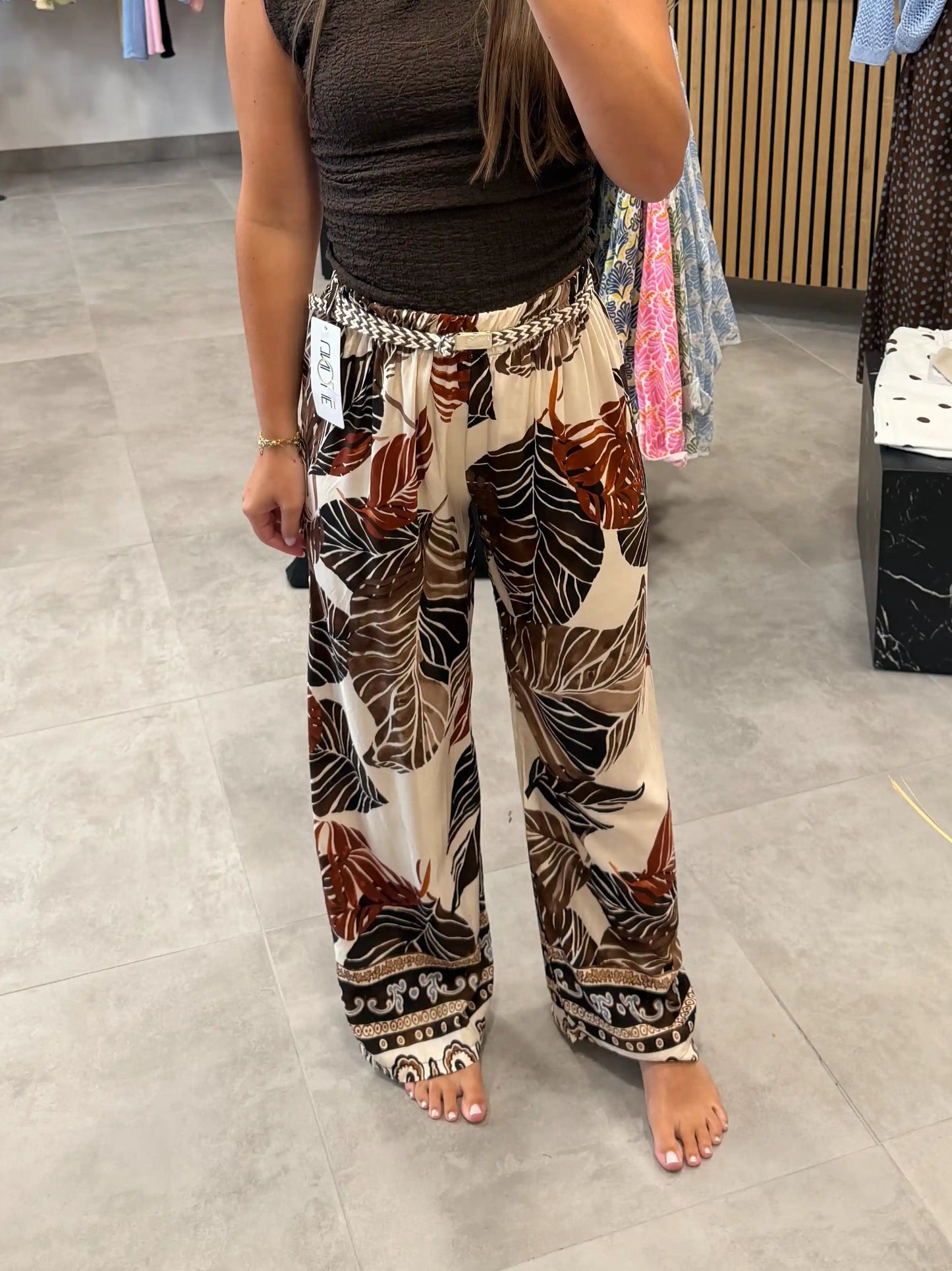 Hose "Tropical Palms" Braun