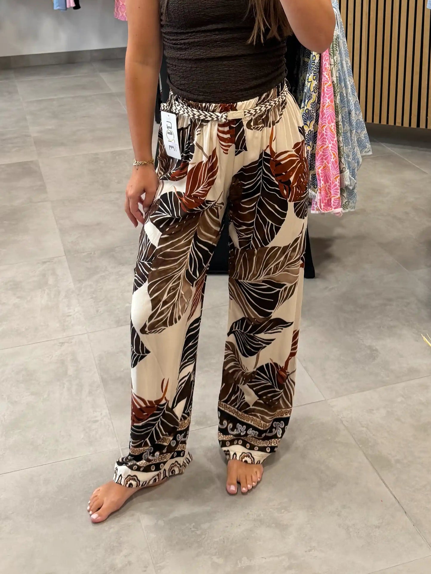 Hose "Tropical Palms" Braun