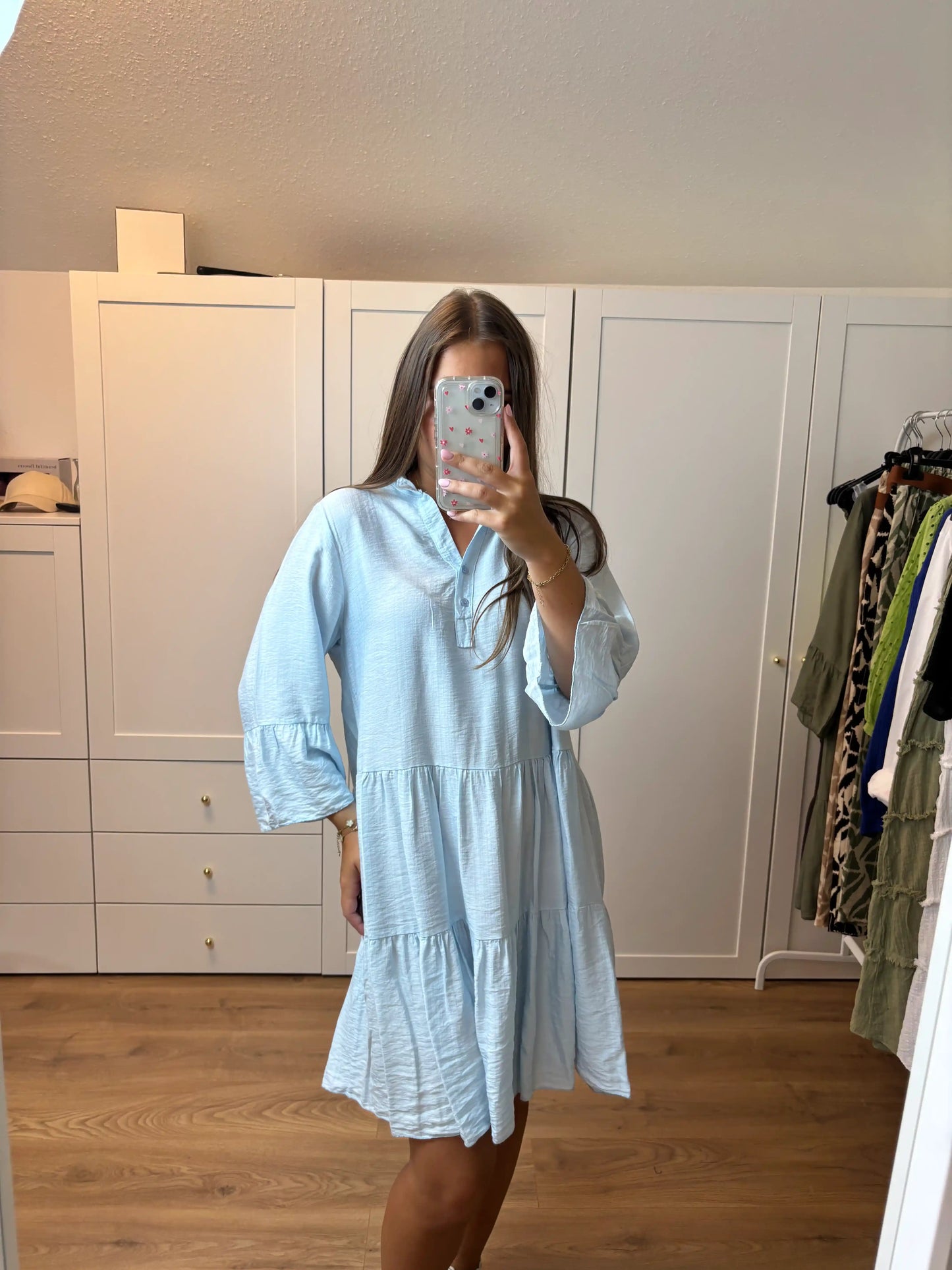 Tunikakleid "Unicolor" Hellblau