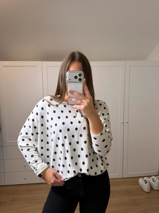 Basic-Pullover "Points" Weiß