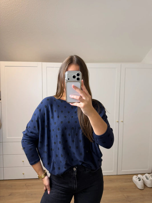 Basic-Pullover "Points" Dunkelblau