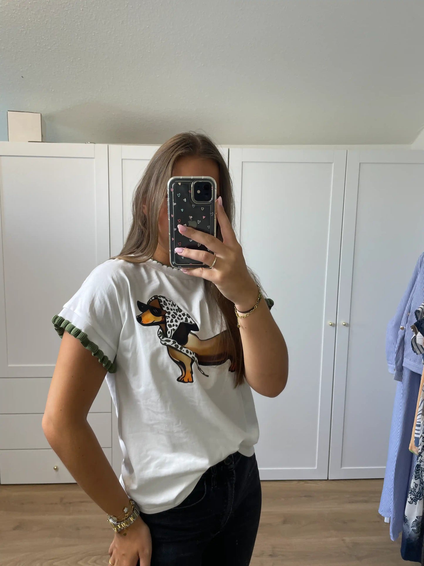 Shirt "Dackel" Olivegrün