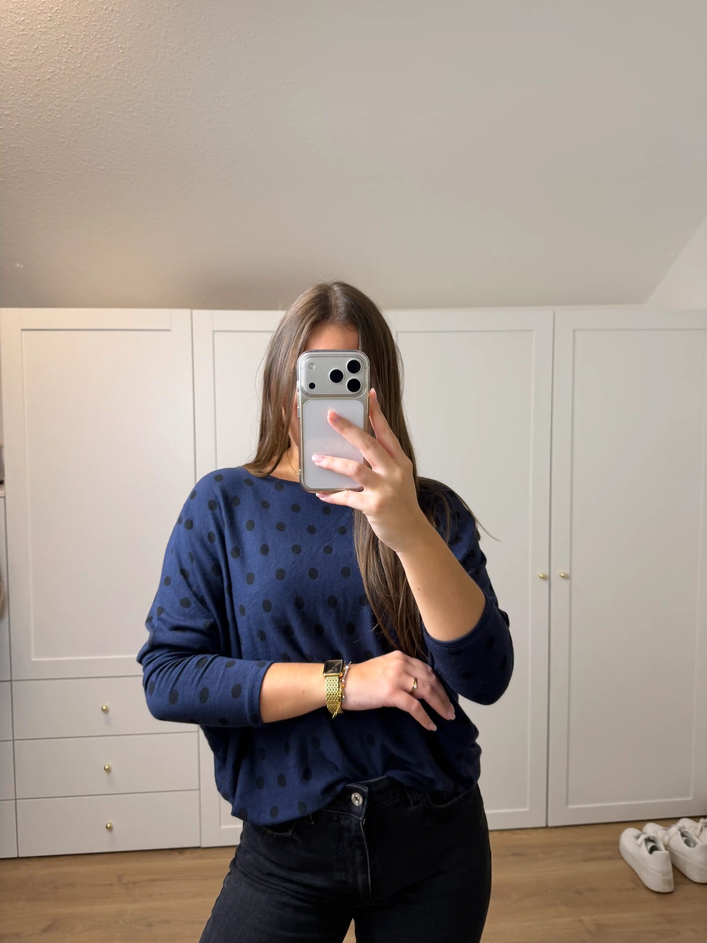 Basic-Pullover "Points" Dunkelblau